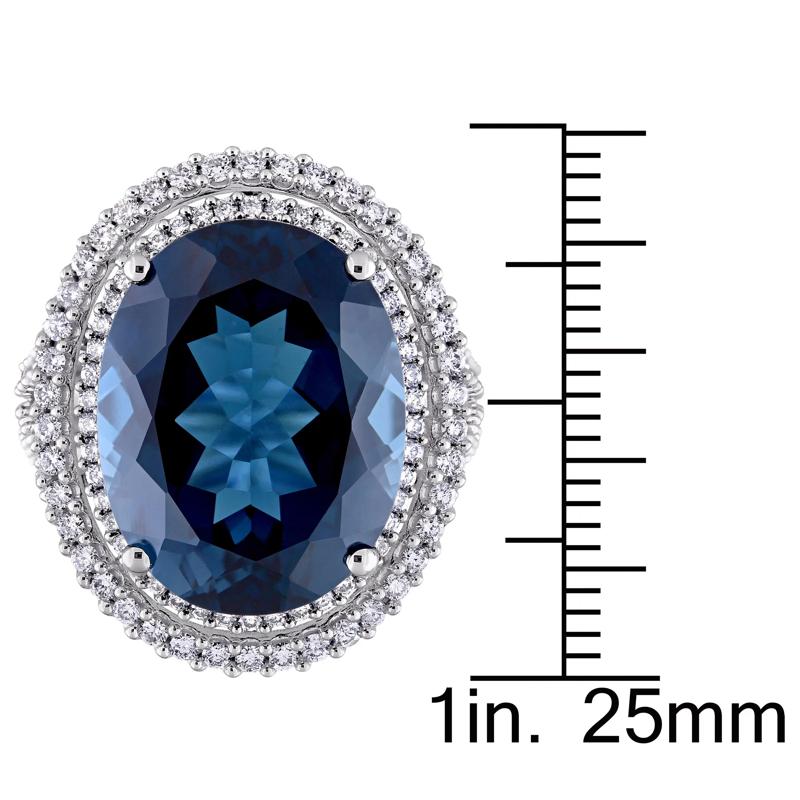 London Blue Topaz and Diamond Ring in 14K White Gold &#40;7/8 ct. tw.&#41; – Image 7 of 7