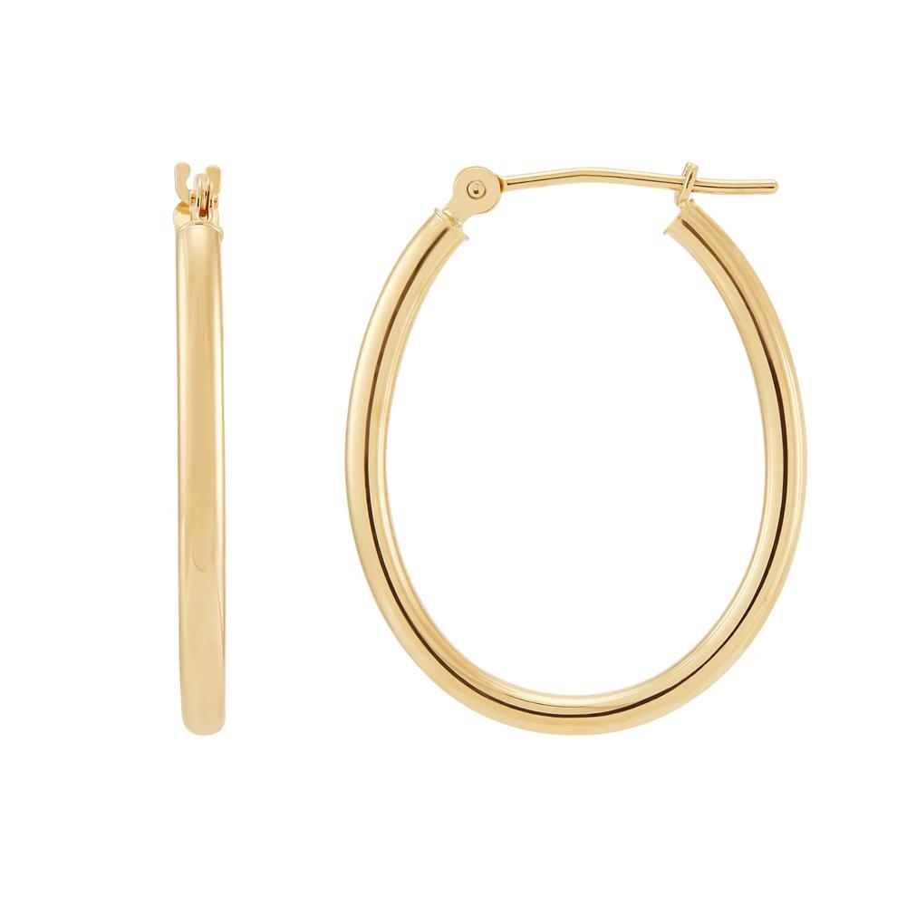 Polished Oval Tube Hoop Earrings in 10K Yellow Gold, 20x25MM  – Image 3 of 3