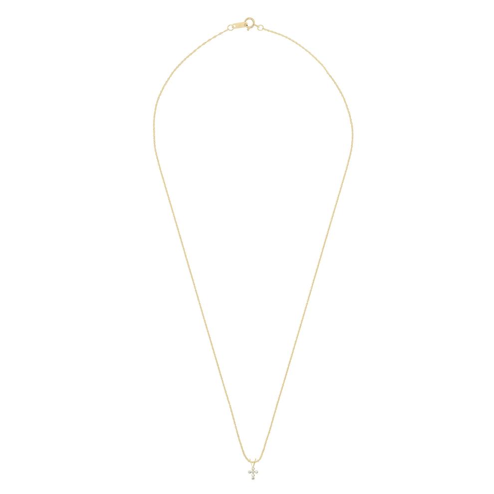 Children's Lab-Created White Cubic Zirconia Cross Pendant in 14K Yellow Gold – Image 3 of 4