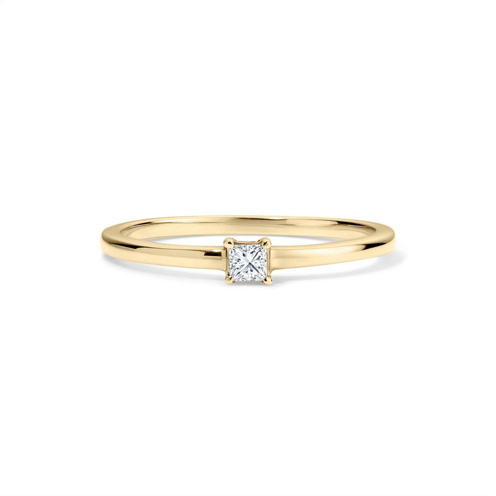 Diamond Princess-Cut Center Promise Ring in 10K Yellow Gold (1/10 ct. tw.) – Image 1 of 4