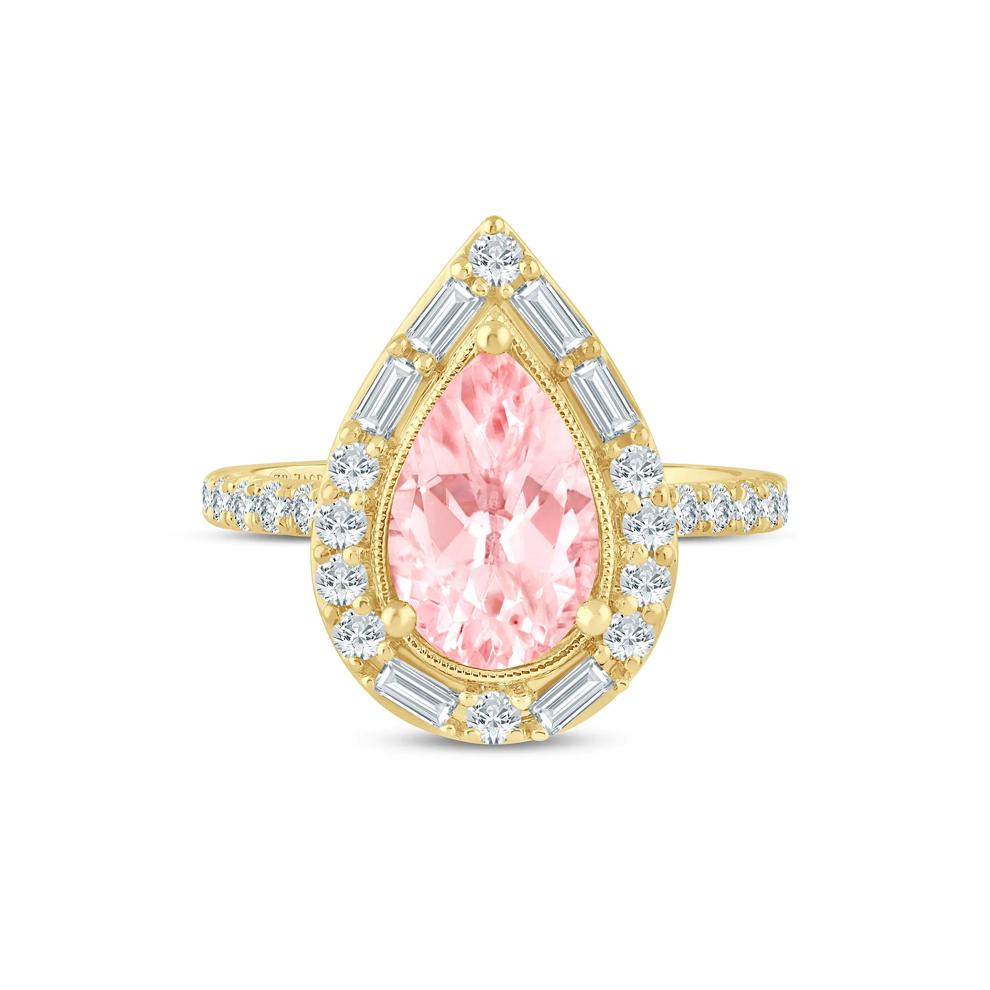 Colette Lab Grown Diamond Pink Pear-Shaped Halo Engagement Ring in 14K Yellow Gold (2 ct. tw.) – Image 1 of 3