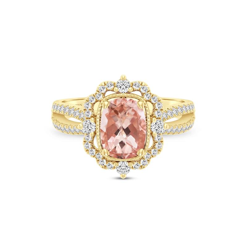 Paulette Morganite &amp; Diamond Engagement Ring in 14K Yellow Gold &#40;1/2 ct. tw.&#41;  – Image 1 of 3