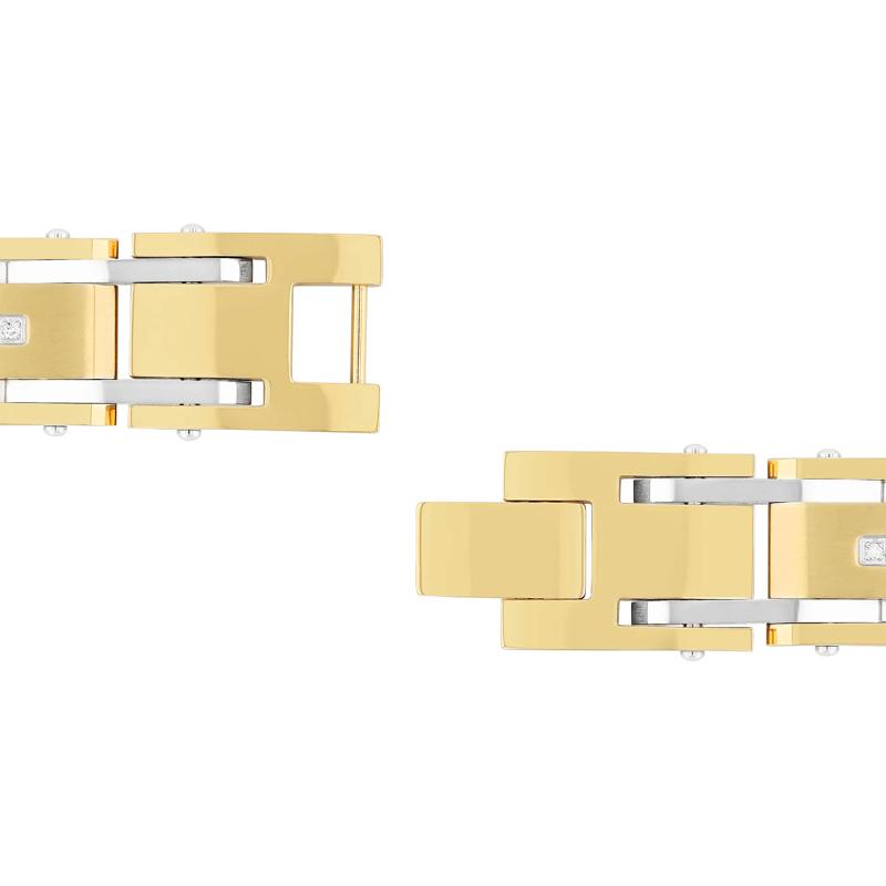 Men&#39;s Diamond Bracelet in Yellow Gold-Tone Ion-Plated Stainless Steel, 8.5&quot; &#40;1/10 ct. tw.&#41; – Image 3 of 3