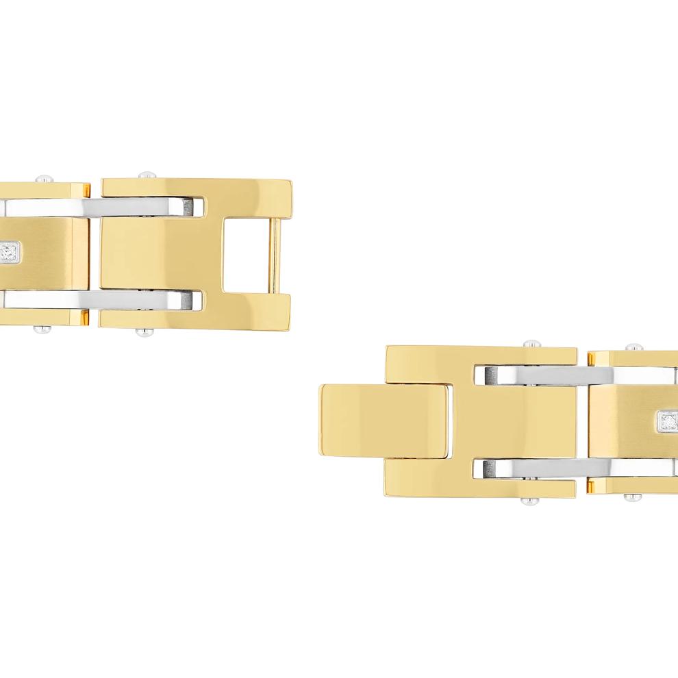 Men's Diamond Bracelet in Yellow Gold-Tone Ion-Plated Stainless Steel, 8.5" (1/10 ct. tw.) – Image 3 of 3