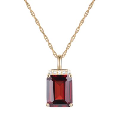 Garnet and Diamond Accent Pendant in 10K Yellow Gold