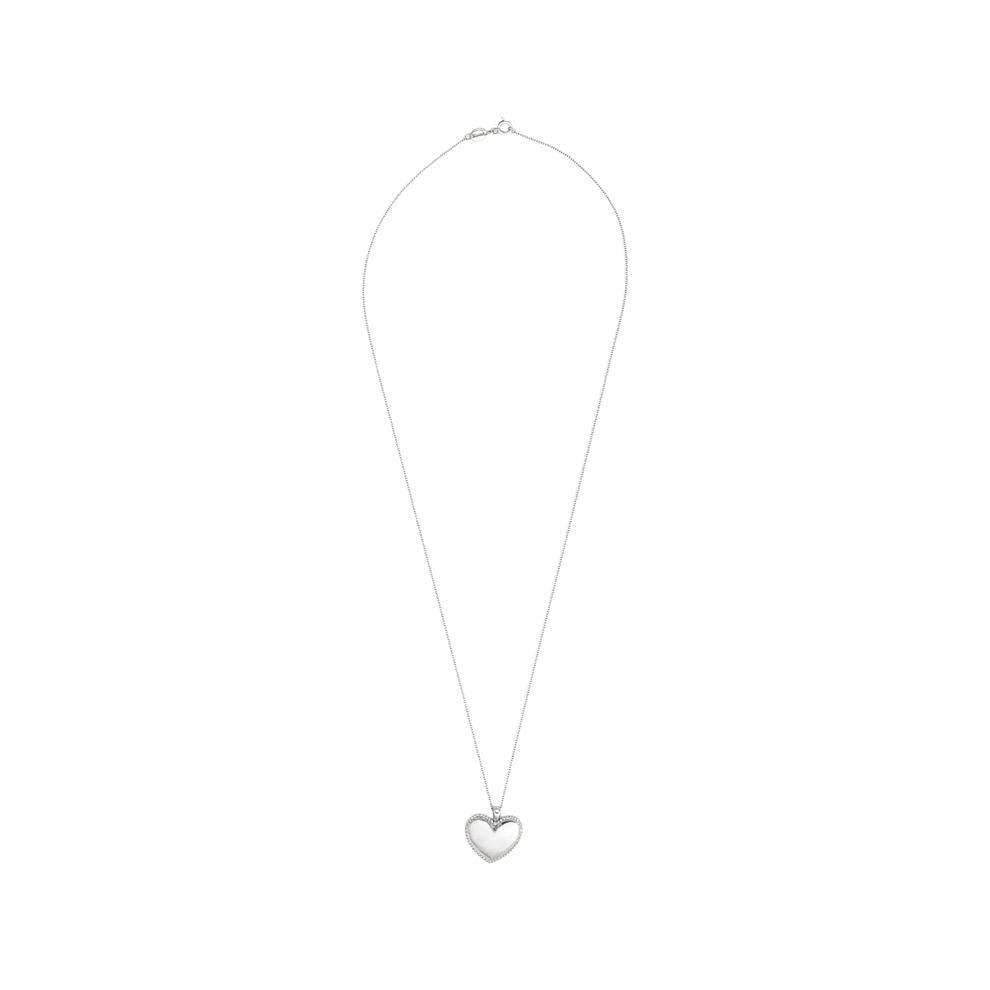 Diamond Puff Heart Pendant Necklace in Sterling Silver (1/7 ct. tw.) – Image 3 of 4