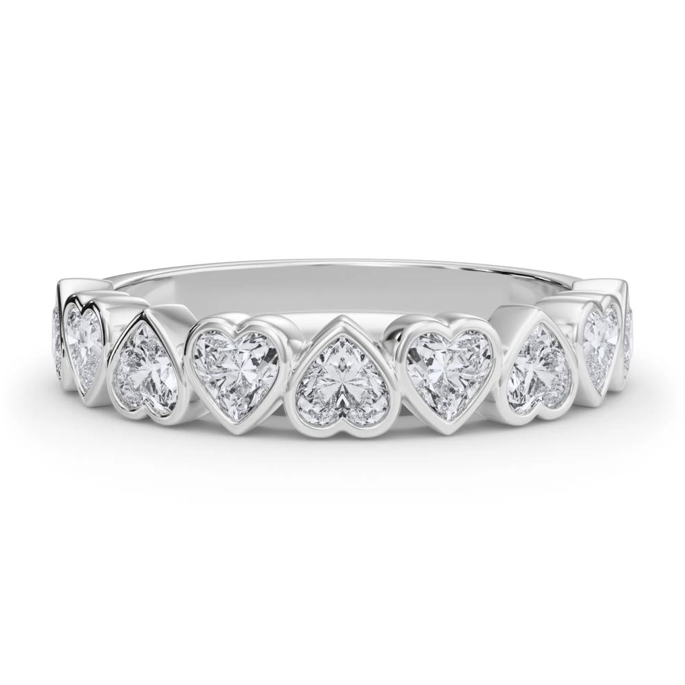 Lab Grown Diamond Heart Bezel Half Eternity Band in Platinum (1 ct. tw.) – Image 1 of 5