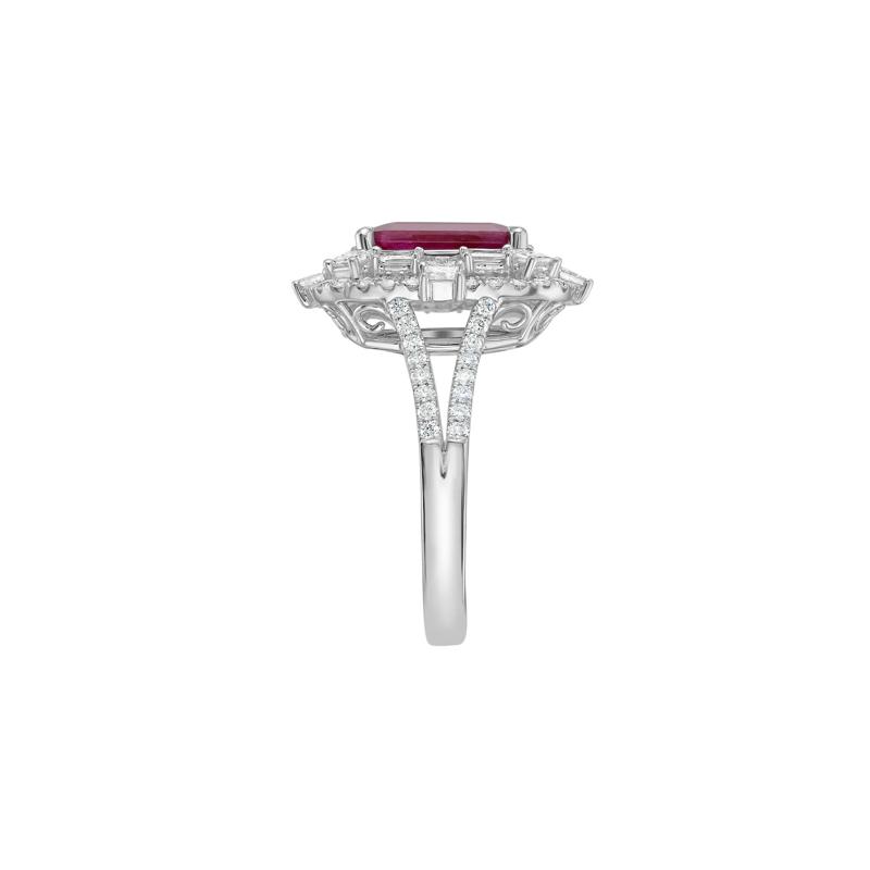 Ruby and Diamond Double Halo Ring in 14K White Gold &#40;1 ct. tw.&#41; – Image 3 of 5