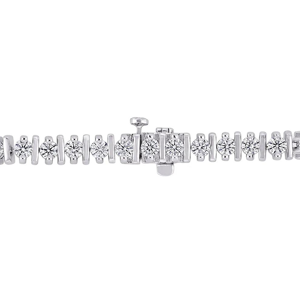 Moissanite Tennis Bracelet with Spacer Bars in Sterling Silver (4 1/2 ct. dew) – Image 3 of 5