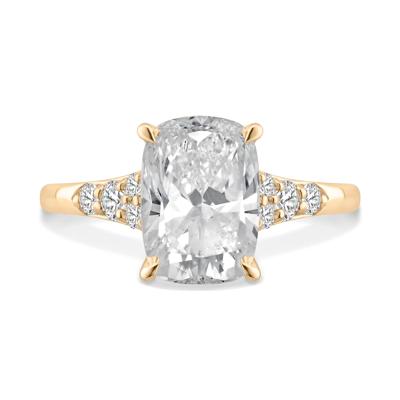Lab Grown Diamond Elongated Cushion Center Engagement Ring in 14K Yellow Gold (3 1/4 ct. tw.)