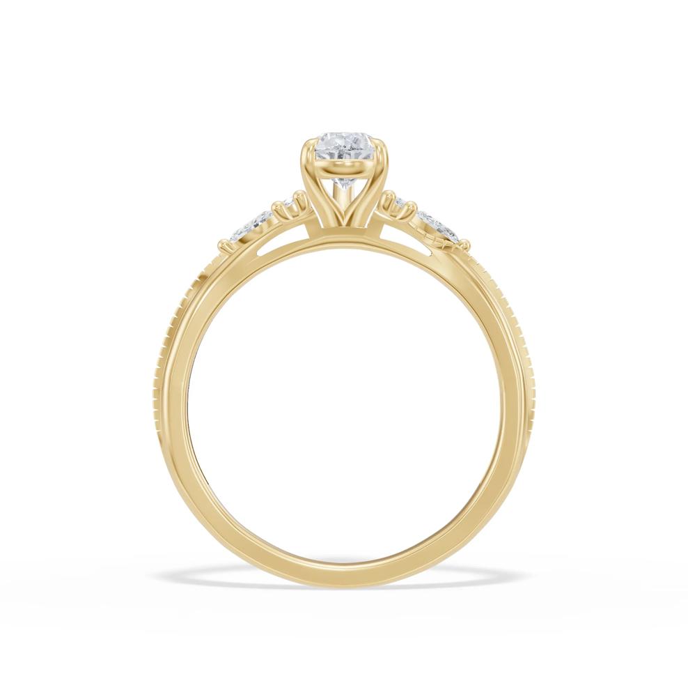 Diamond Pear-Shaped Center Engagement Ring in 14K Yellow Gold (5/8 ct. tw.) – Image 2 of 4