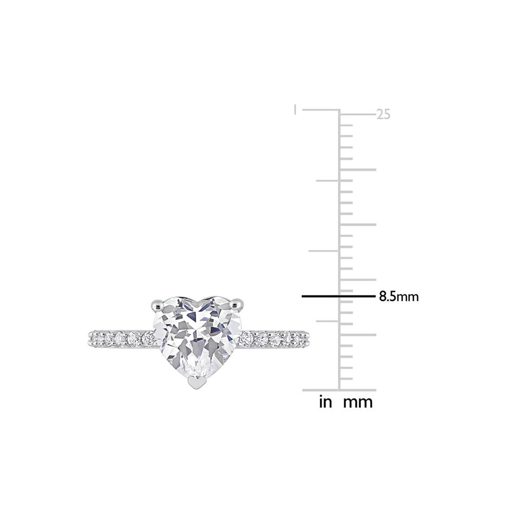 Heart-Shaped Lab Created White Sapphire Ring in 10K White Gold – Image 4 of 5
