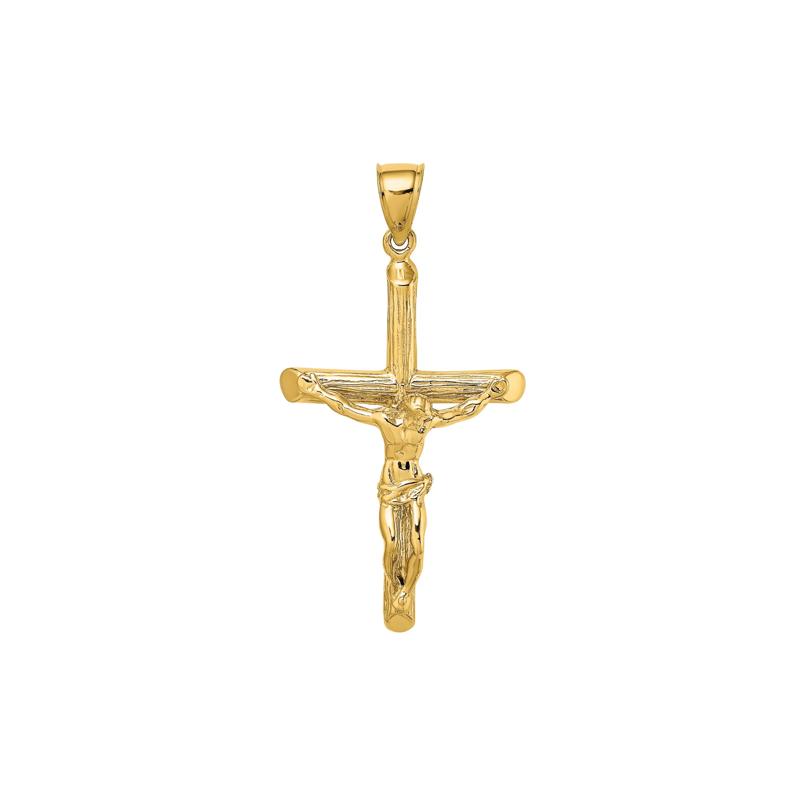Textured Crucifix Pendant in 14K Yellow Gold – Image 1 of 3