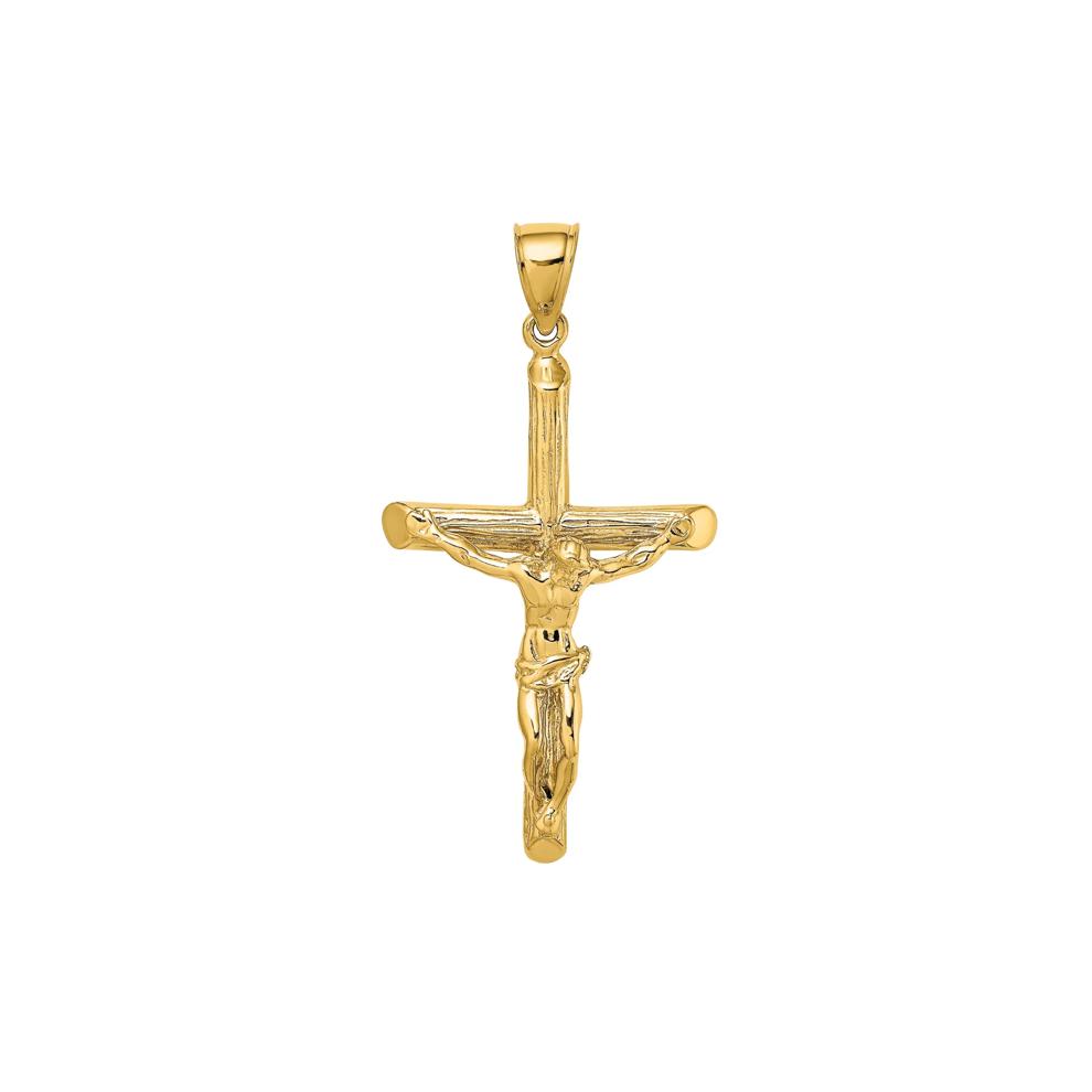 Textured Crucifix Pendant in 14K Yellow Gold – Image 1 of 3