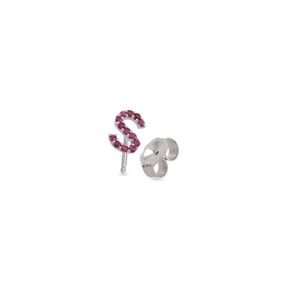 14K White Gold Personalized Initial Earring – Image 1 of 1