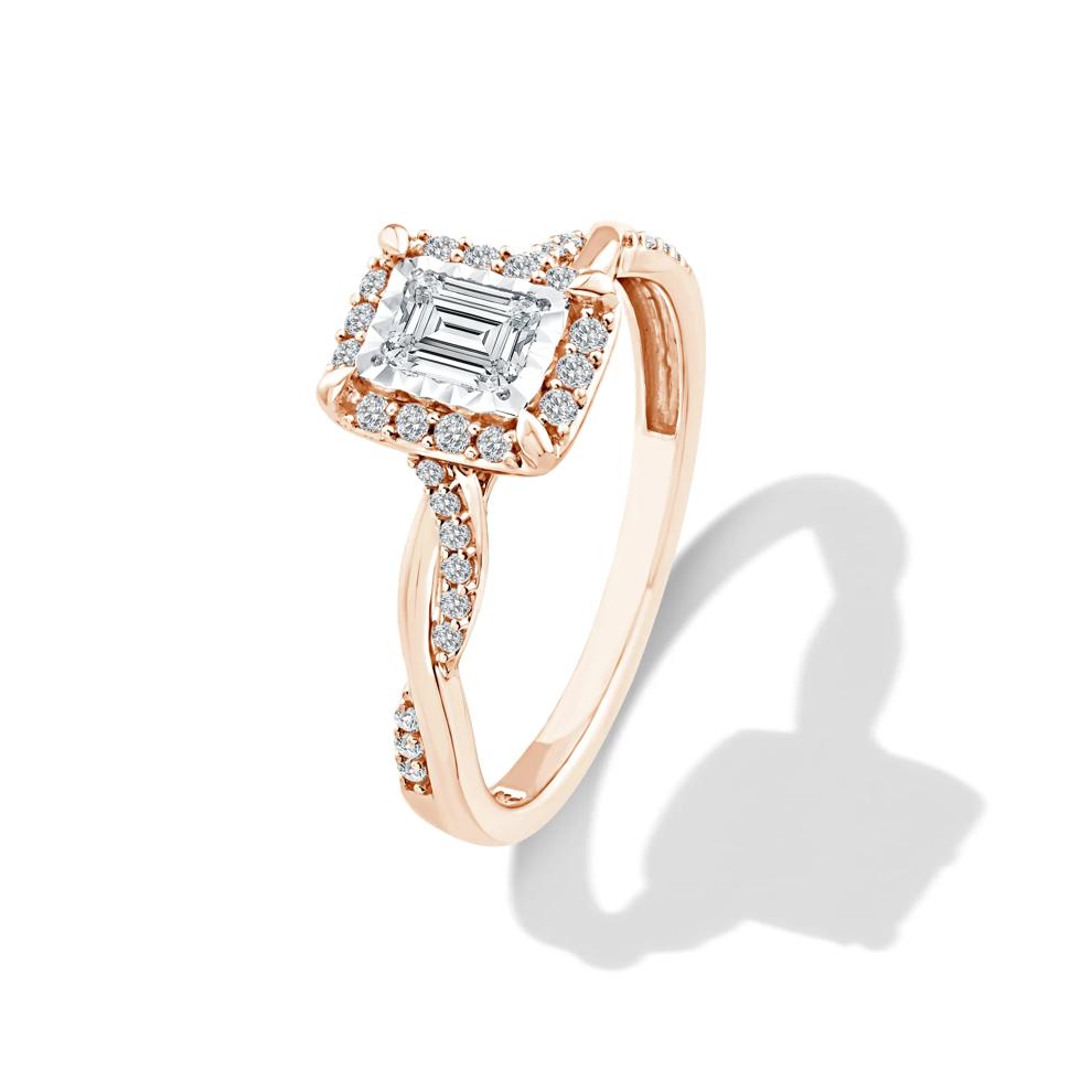 Lab Grown Diamond Emerald-Cut Twist Shank Promise Ring in 10K Rose Gold (1/2 ct. tw.) – Image 4 of 4