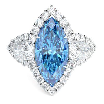 Lab Grown Diamond Fancy Blue Marquise Center Engagement Ring in Platinum (5 ct. tw.)