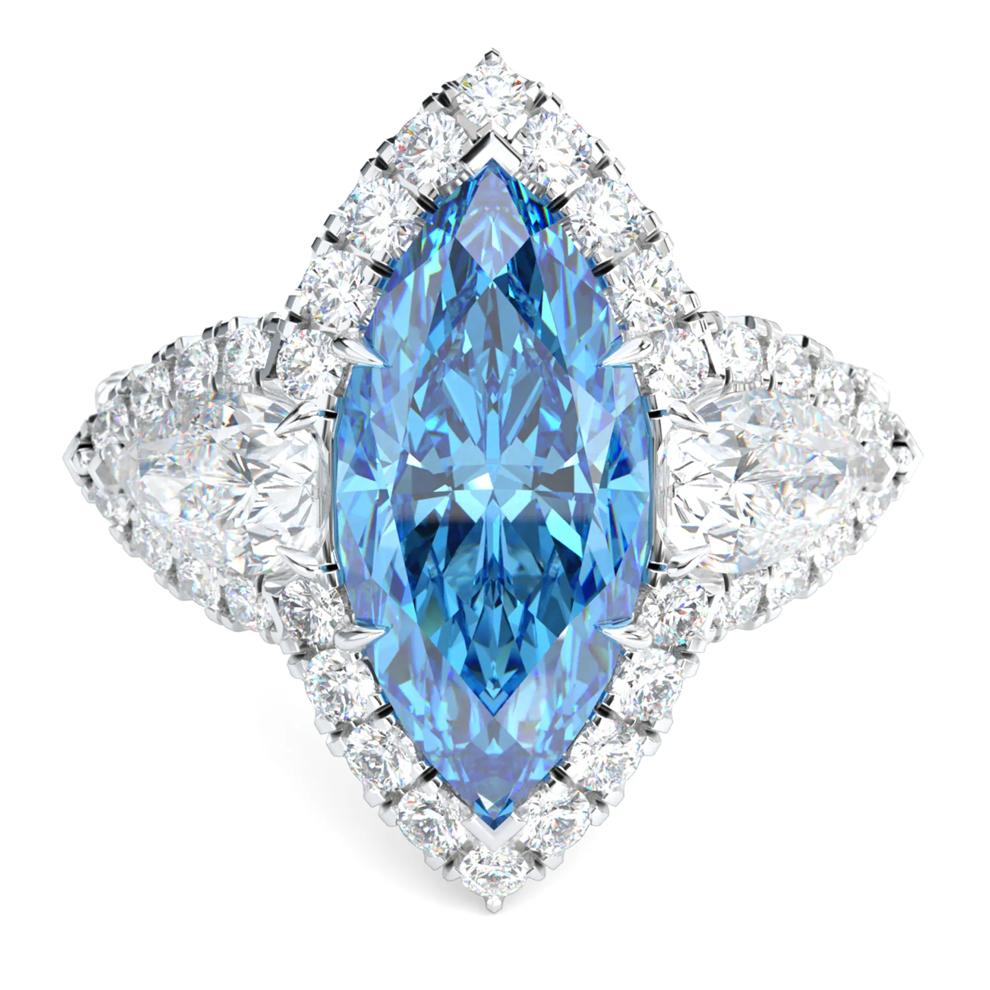 Lab Grown Diamond Fancy Blue Marquise Center Engagement Ring in Platinum (5 ct. tw.) – Image 1 of 5
