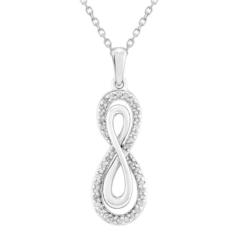 Diamond Infinity Pendant in Sterling Silver &#40;1/7 ct. tw.&#41; – Image 1 of 3