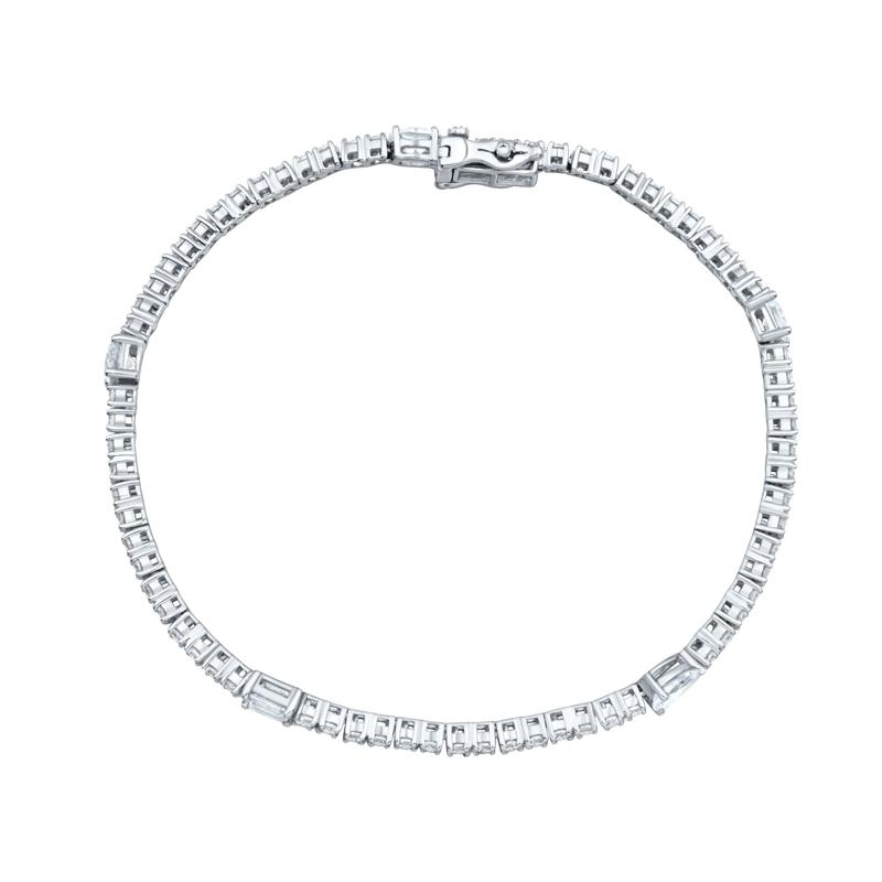 Lab Grown Diamond Mixed Shape Tennis Bracelet in 14K White Gold &#40;3 ct. tw.&#41; – Image 2 of 3
