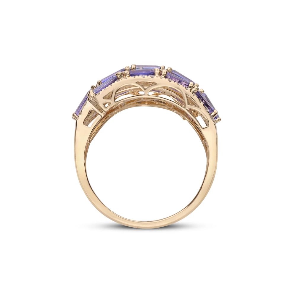 Tanzanite &amp; Diamond Triple Band Ring in 14K Yellow Gold (1/2 ct. tw.) – Image 2 of 4
