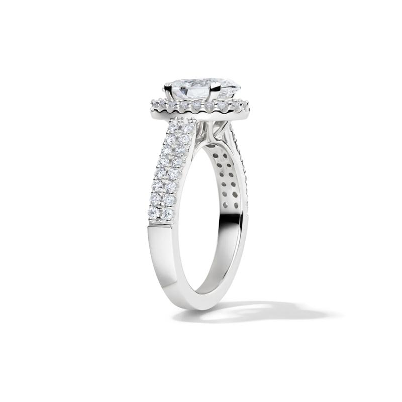 Lab Grown Diamond Oval Halo Engagement Ring in 14K White Gold &#40;2 ct. tw.&#41; – Image 3 of 5