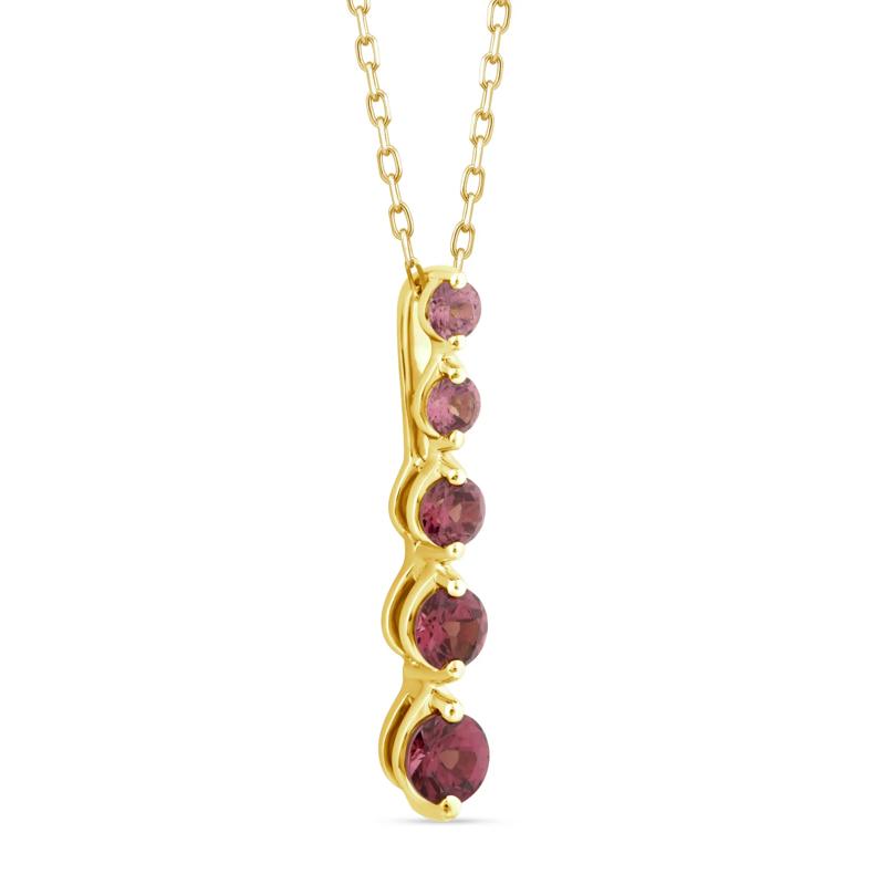 Rhodolite Graduated Drop Pendant in 10K Yellow Gold – Image 3 of 4