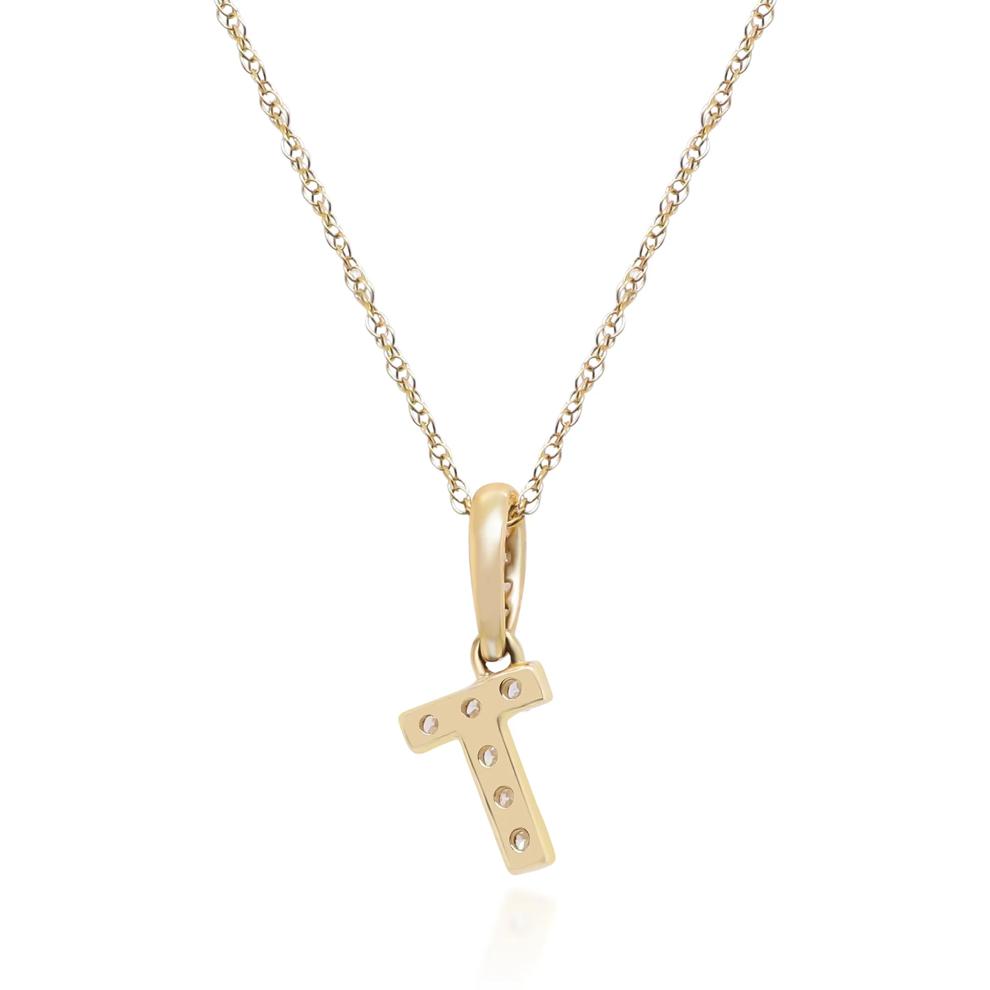 Diamond T Initial Pendant in 10K Yellow Gold (1/10 ct. tw.) – Image 3 of 4