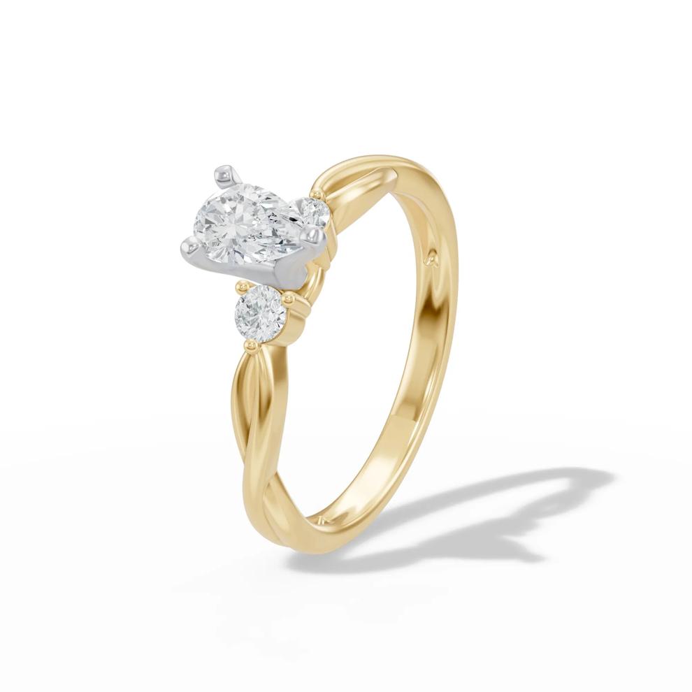 Lab Grown Diamond Pear-Shaped Center Promise Ring in 10K Yellow Gold (1/2 ct. tw.) – Image 4 of 4