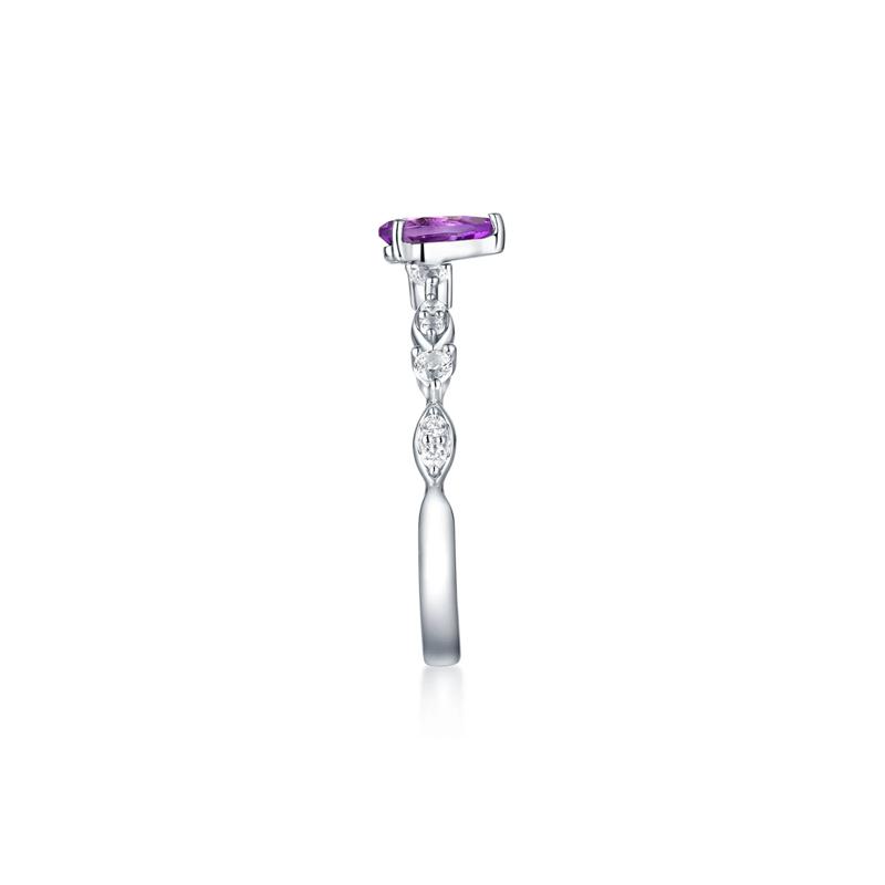 Amethyst &amp; Lab Created White Sapphire Ring in Sterling Silver – Image 3 of 3