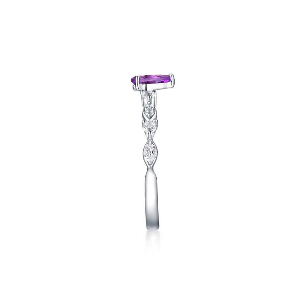Amethyst &amp; Lab Created White Sapphire Ring in Sterling Silver – Image 3 of 3