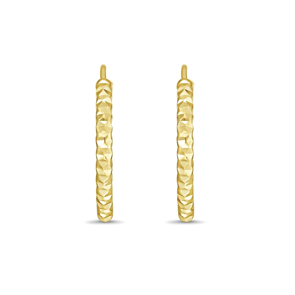 Diamond-Cut Hoop Earrings in 10K Yellow Gold, 25MM – Image 2 of 4