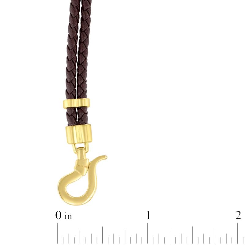 Men&#39;s Double Woven Brown Leather Screw Bracelet in Vermeil and Sterling Silver, 8.5&quot; – Image 3 of 3