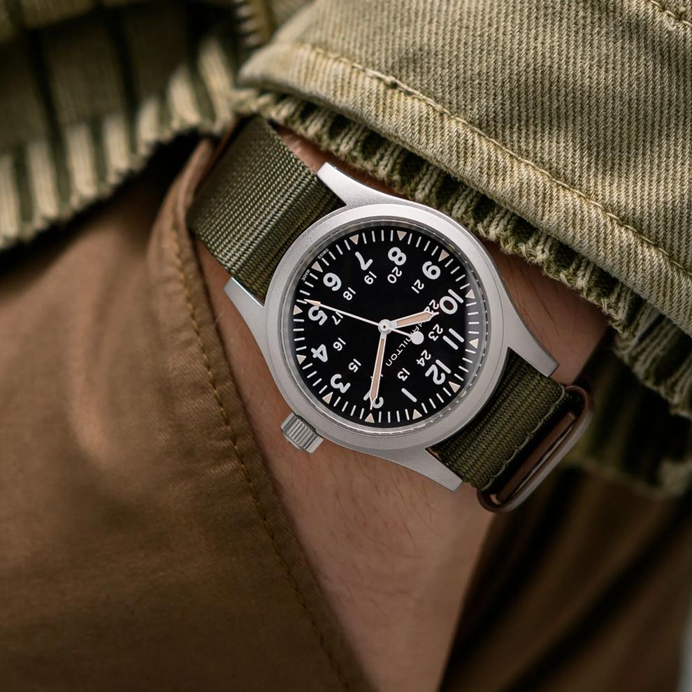 Khaki Field Mechanical Watch with Green Textile Strap – Image 3 of 3