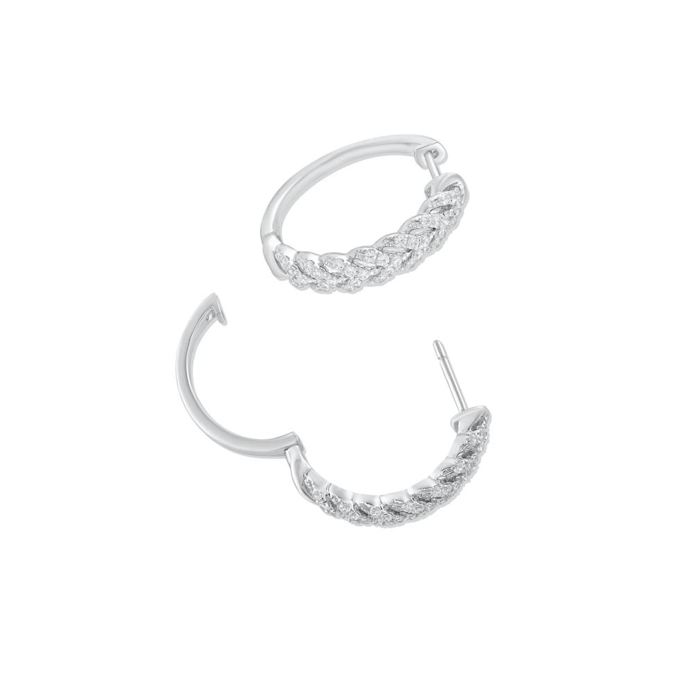Diamond Braided Hoop Earrings in Sterling Silver (1/2 ct. tw.) – Image 2 of 2