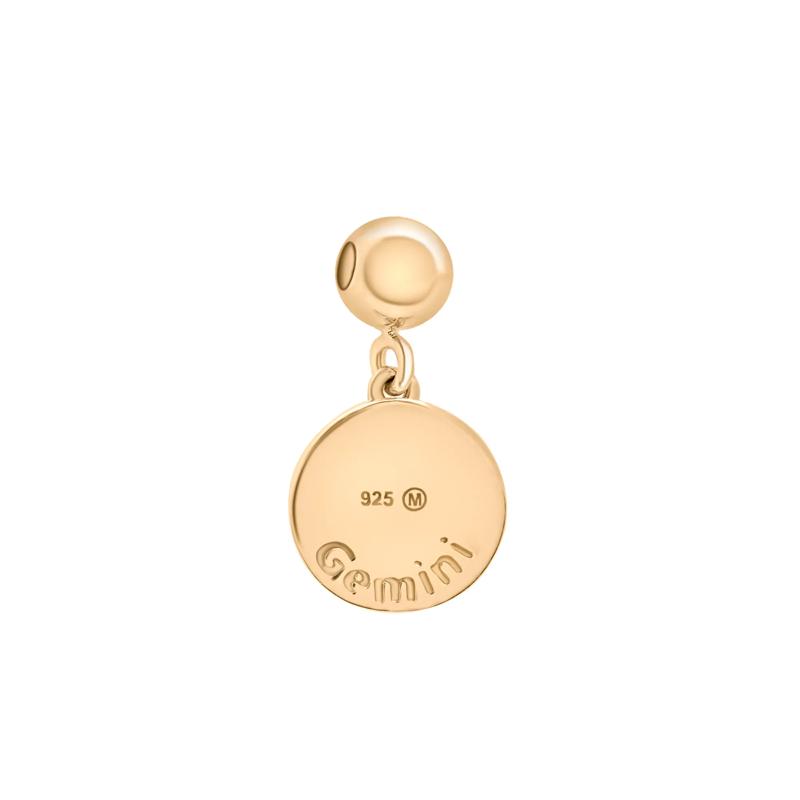 Gemini Zodiac Disc Bead Charm in Vermeil – Image 3 of 3