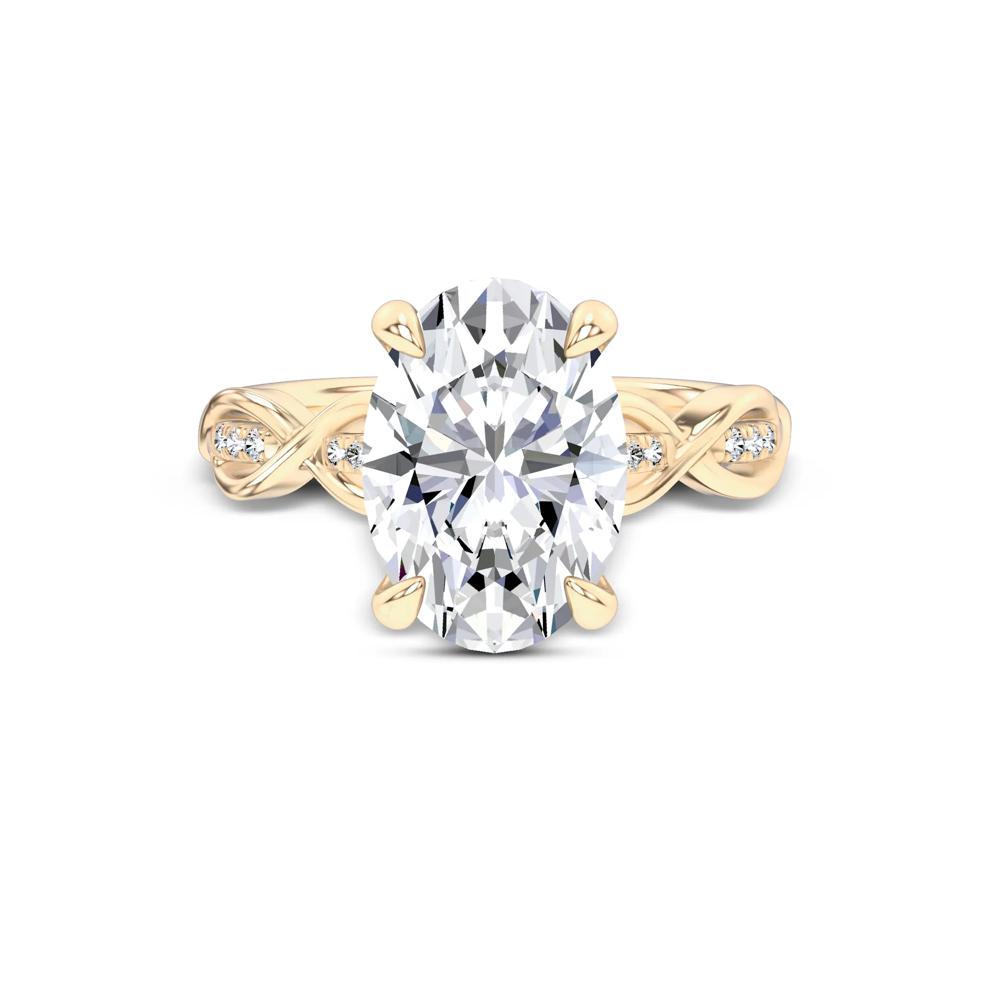 Lab Grown Diamond Oval Twist-Shank Engagement Ring in 14K Yellow Gold (4 ct. tw.) – Image 1 of 4