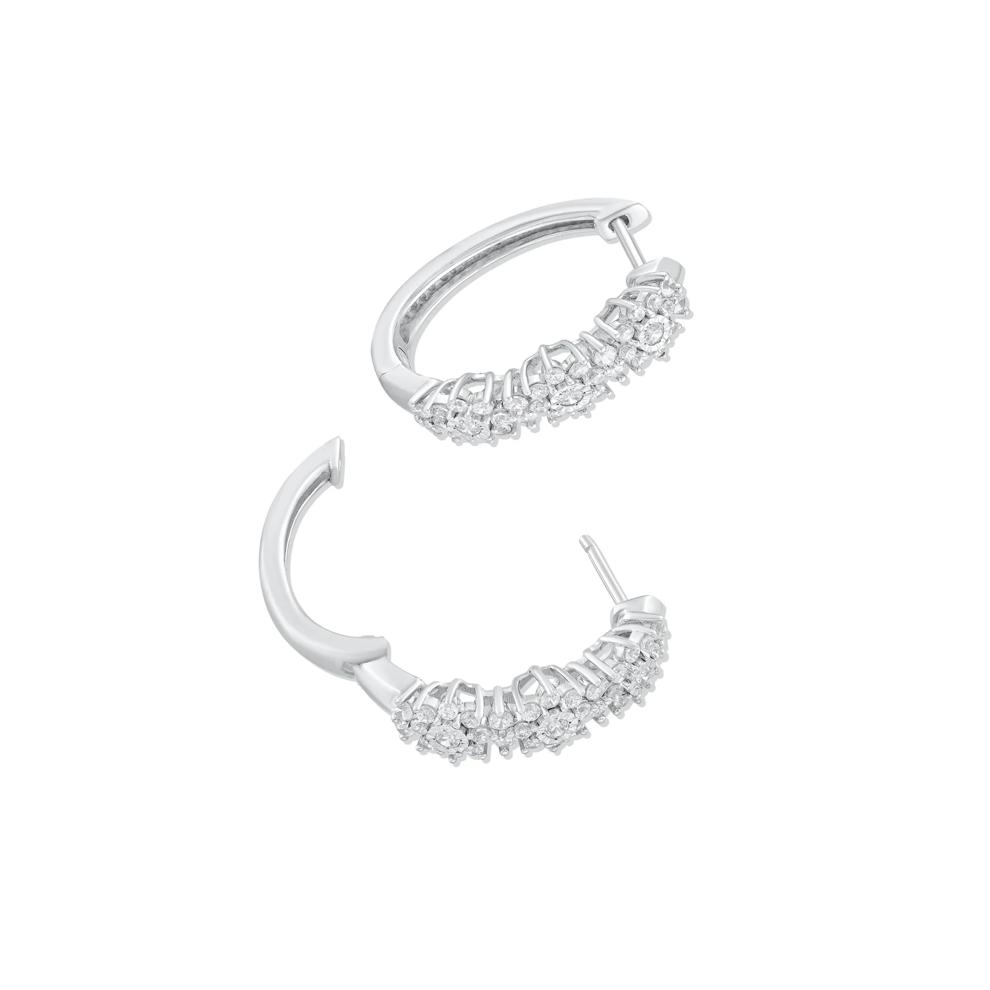 Diamond Floral Hoop Earring in 10K White Gold (1 ct. tw.) – Image 2 of 2