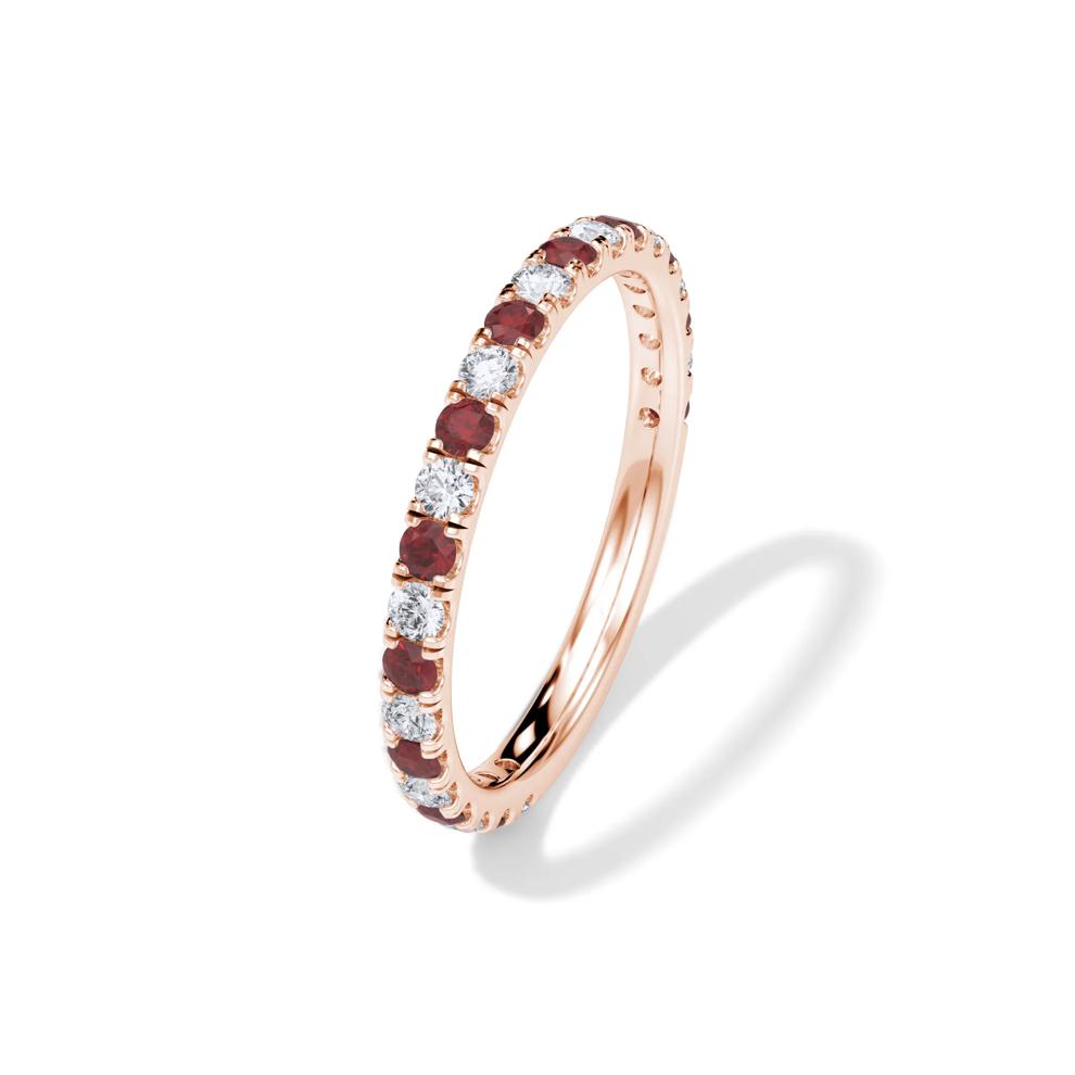 Lab Grown Diamond &amp; Lab-Created Ruby Anniversary Band in 14K Rose Gold (1/3 ct. tw.) – Image 4 of 4