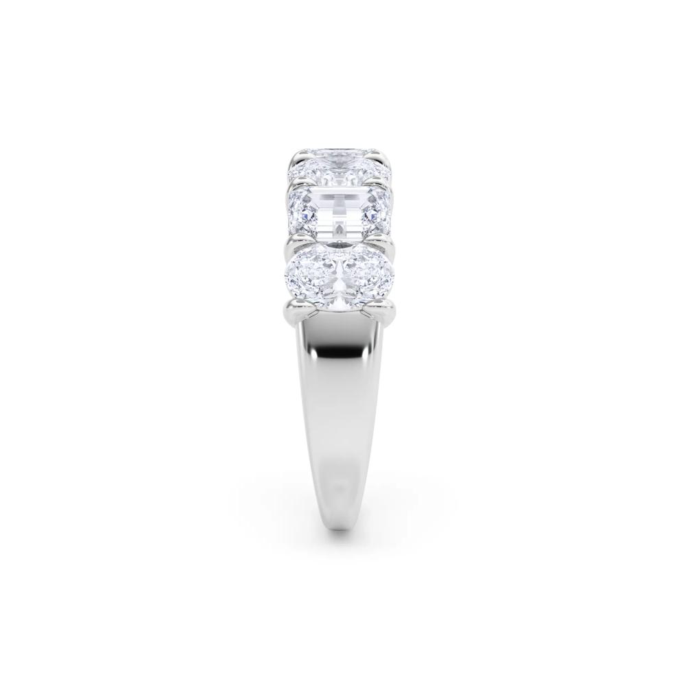 Lab Grown Diamond Oval and Emerald-Cut Alternating Anniversary Band in 14K White Gold (3 ct. tw.) – Image 3 of 5