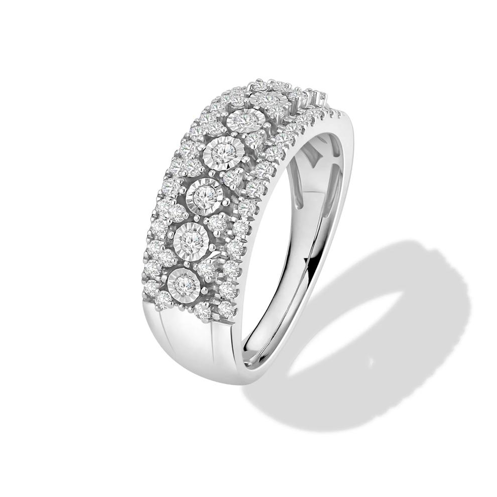 Diamond Round Illusion Center Anniversary Band in 10K White Gold (1/2 ct. tw.) – Image 4 of 4