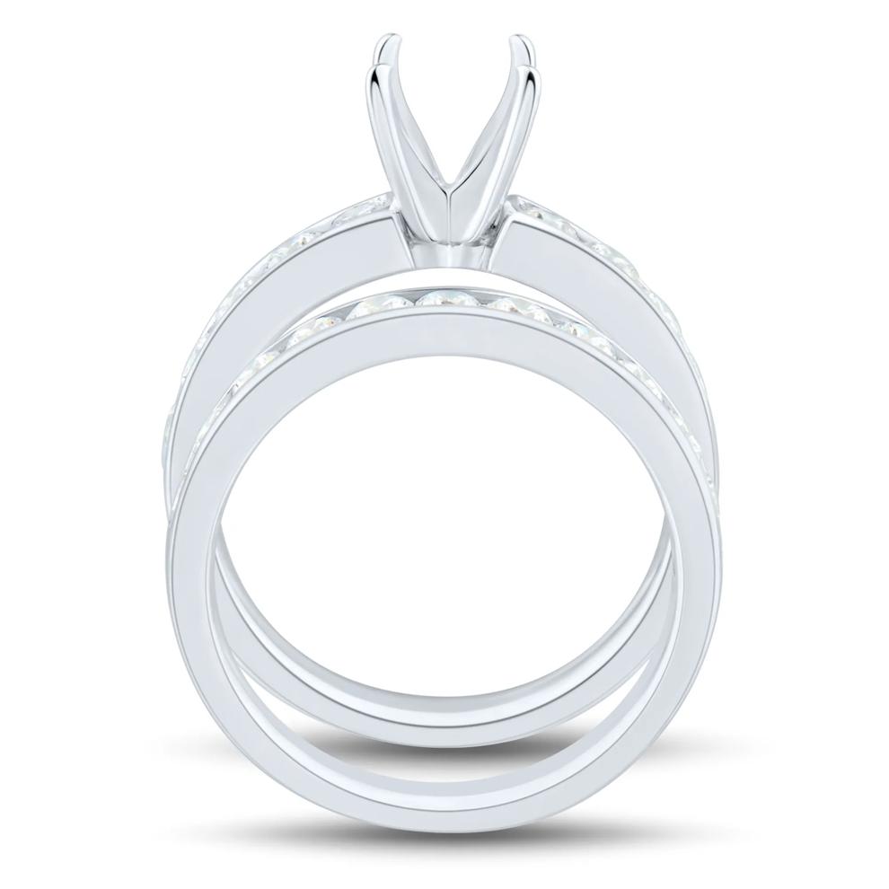 1/2 ct. tw. Round Diamond Channel Semi-Mount Engagement Ring Set in 14k White Gold (Setting Only) – Image 6 of 9