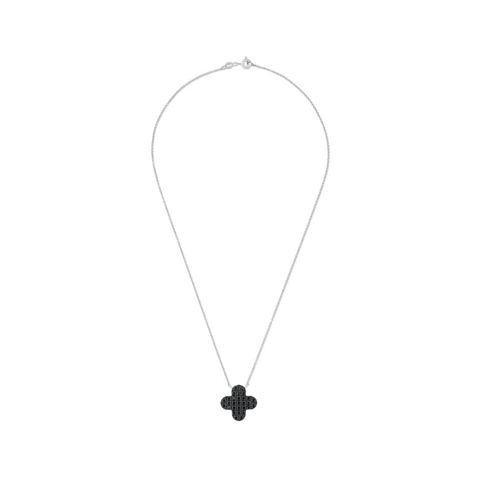 Black Diamond Clover Pendant in Sterling Silver (1/4 ct. tw.) – Image 3 of 4