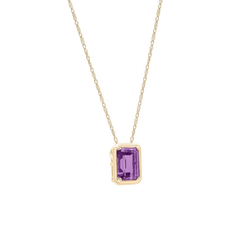 Amethyst Octagon Faux-Bezel Pendant in 10K Yellow Gold – Image 2 of 4