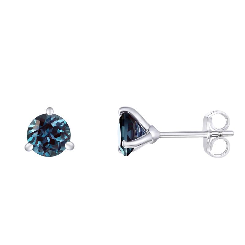 Lab Created Alexandrite Martini Stud Earrings in Sterling Silver – Image 1 of 2