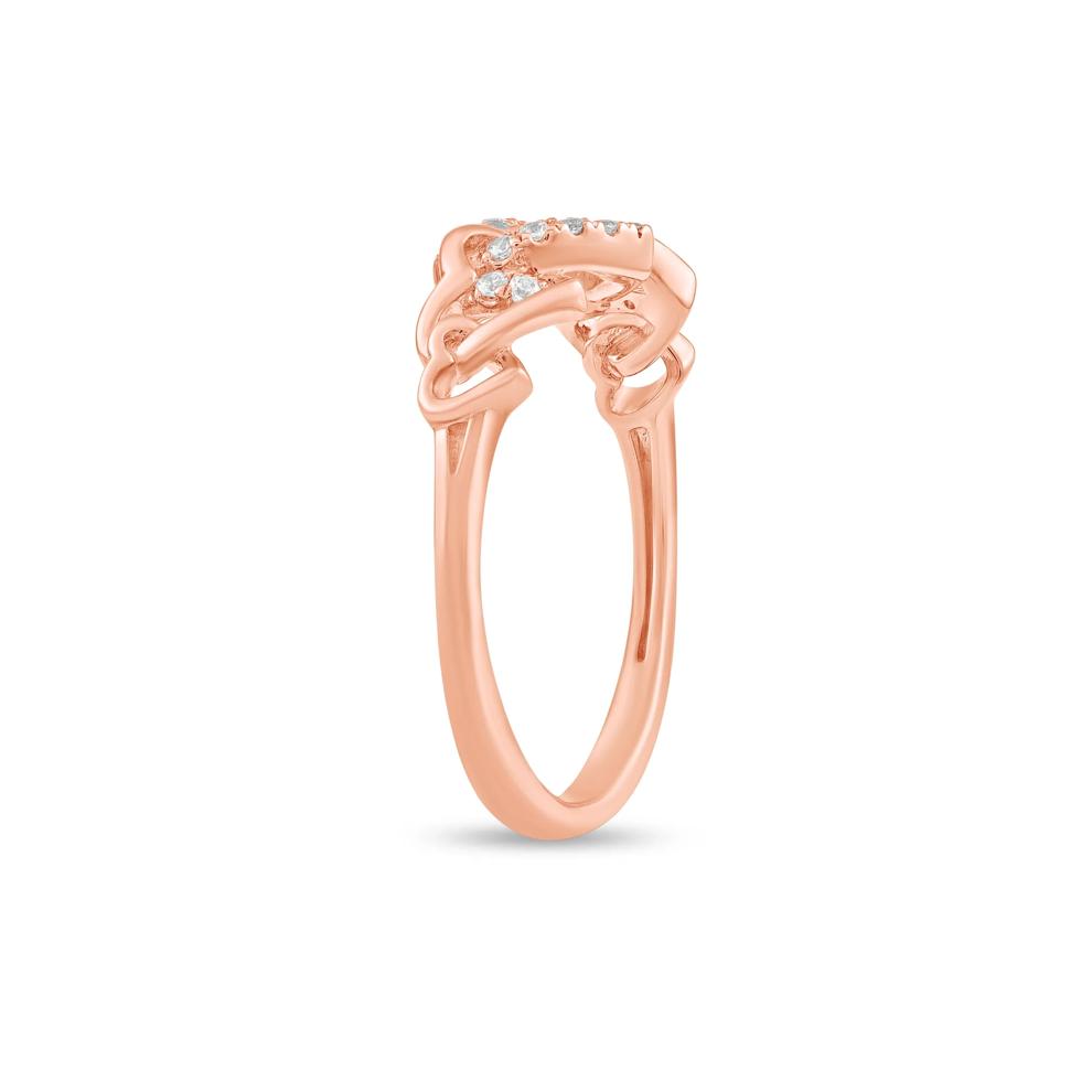 Diamond Linked Heart Ring in 10K Rose Gold (1/8 ct. tw.) – Image 3 of 4