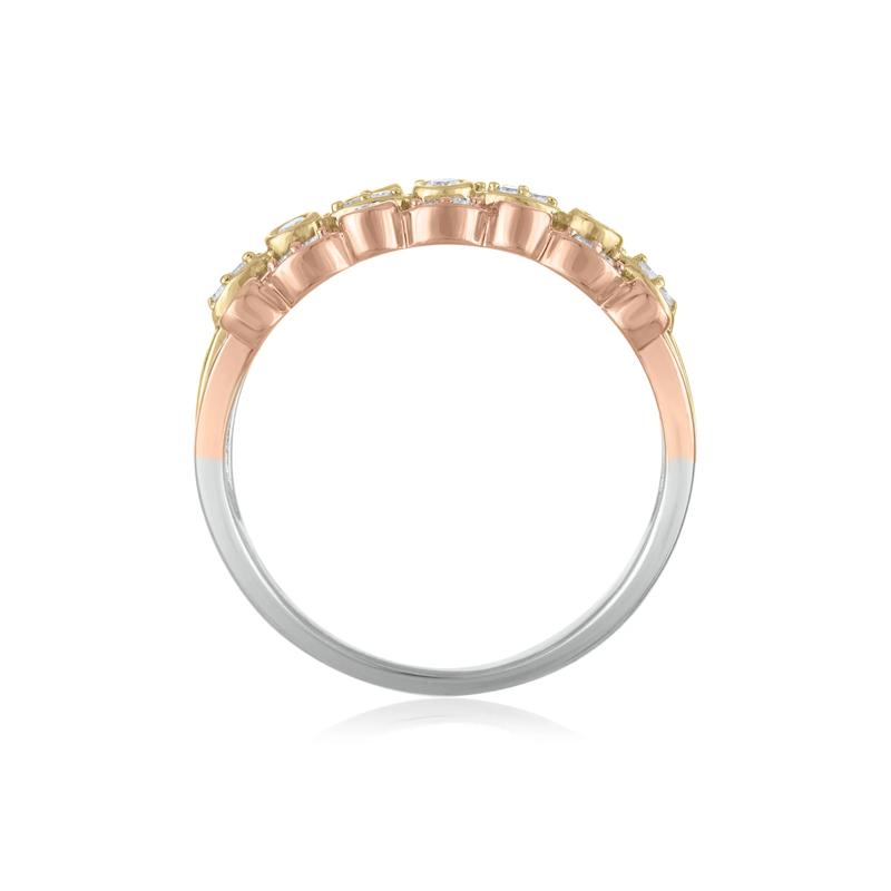Three-Tone Stacked Band in 14K White, Yellow and Rose Gold &#40;1/4 ct. tw.&#41; – Image 2 of 3