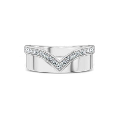 Lab Grown Diamond Wide Chevron Band in 10K White Gold (1/4 ct. tw.)