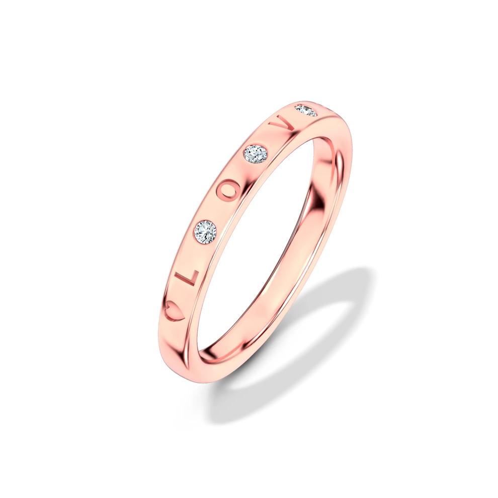 Diamond Accent "Love" Stack Band in 10K Rose Gold – Image 4 of 4