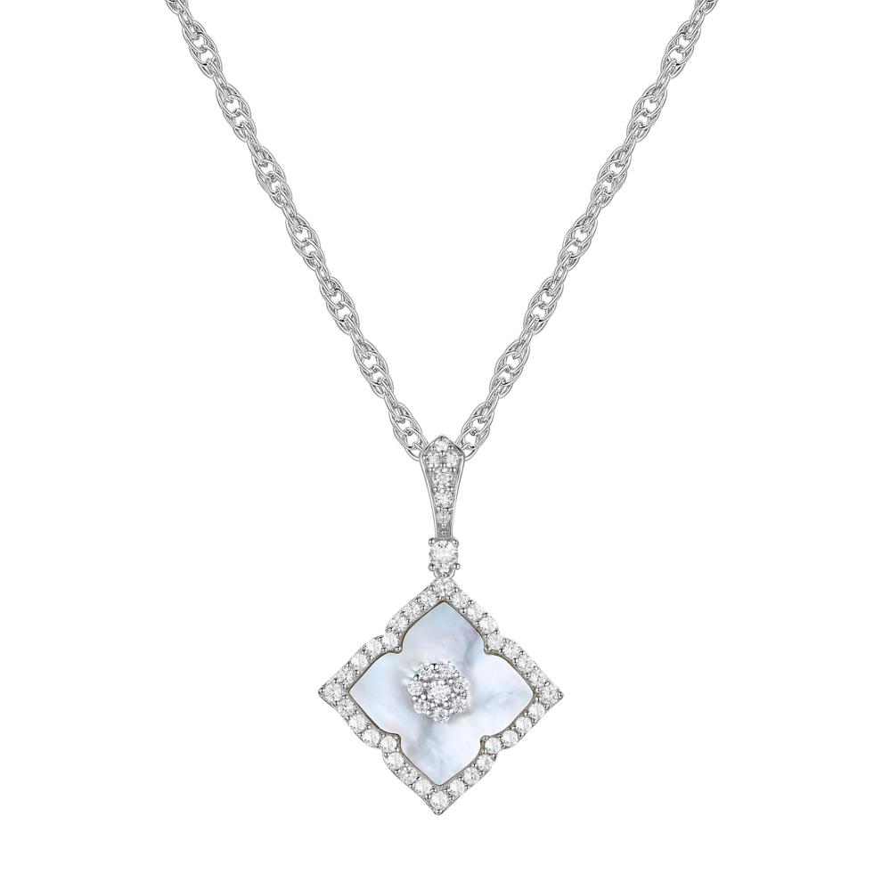 Mother of Pearl and White Sapphire Pendant in Sterling Silver – Image 1 of 3